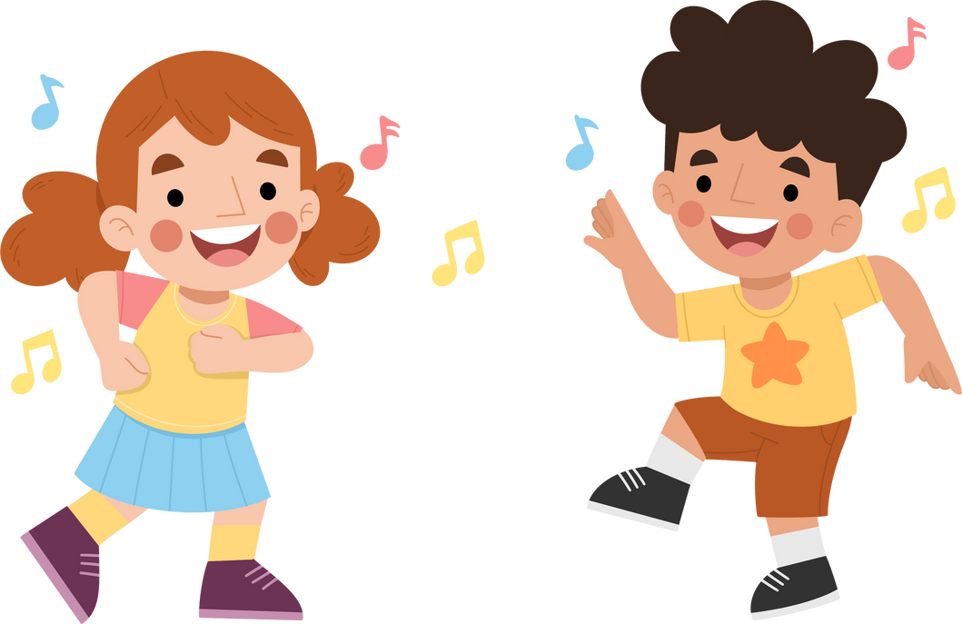 Illustration of children dancing happily